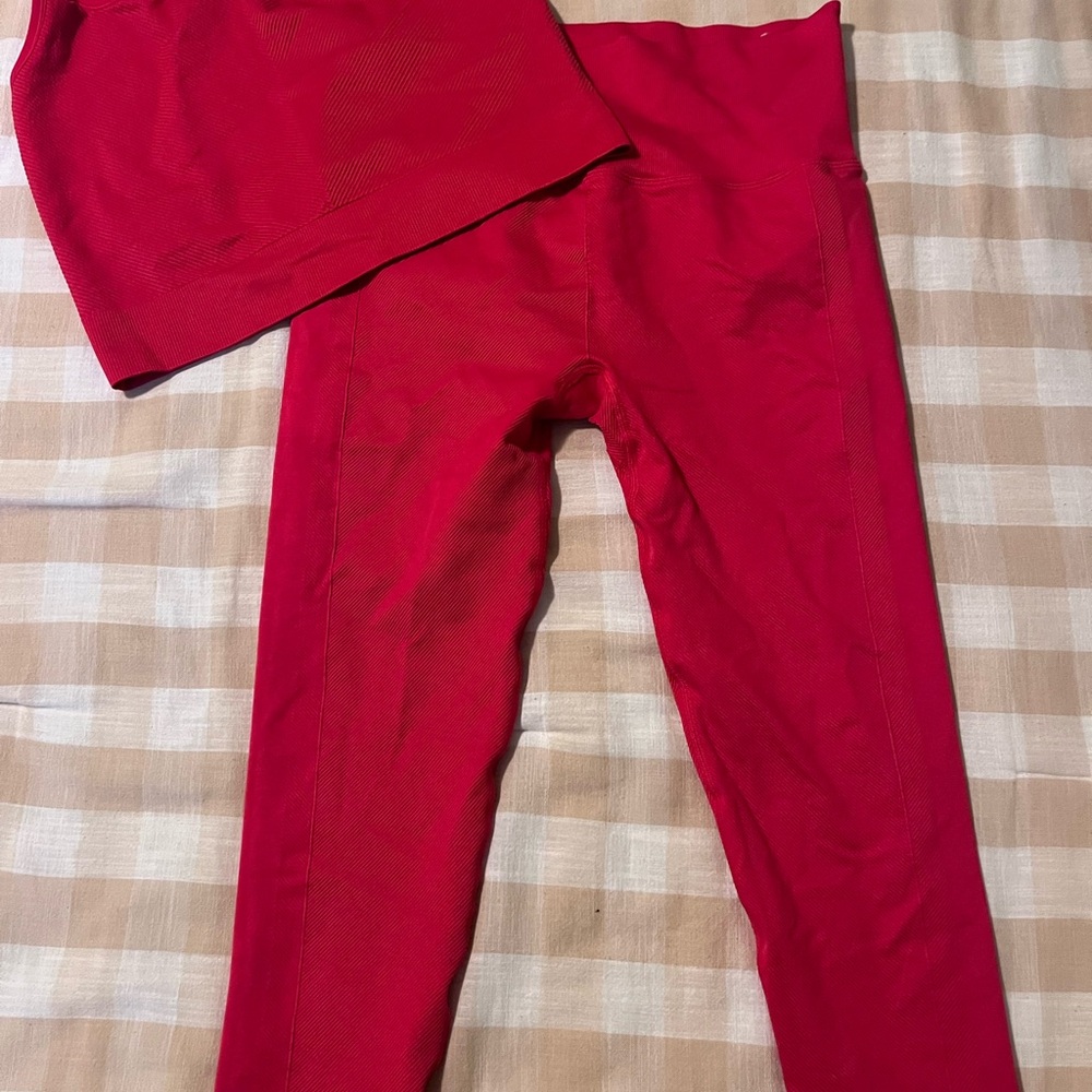 Women Red Leggings & matching Top